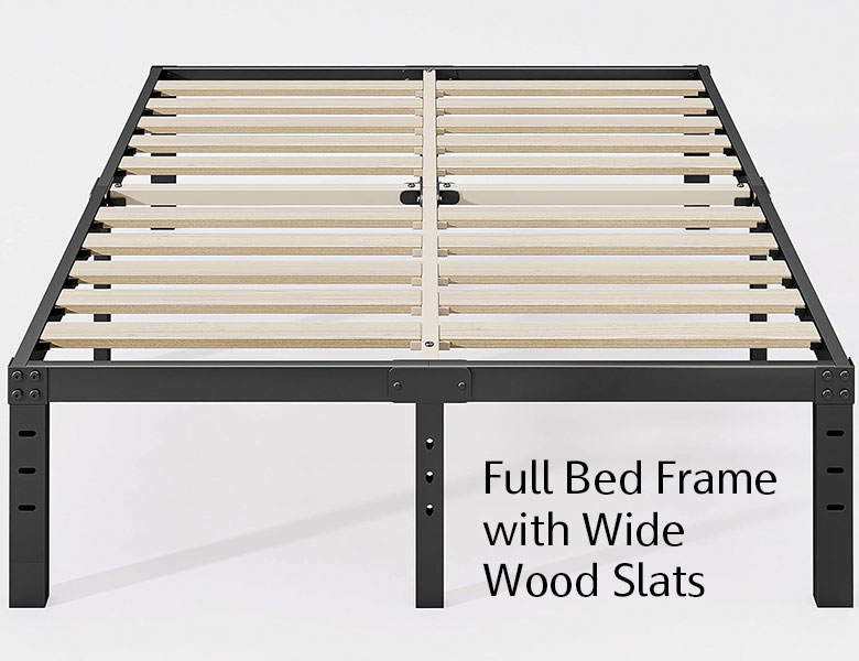 Full Bed Frame with Wide Wood Slats 雙人床寬木板條床架