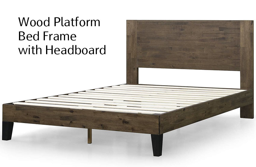 Wood Platform Bed Frame with Headboard帶有床頭板的平台式床架