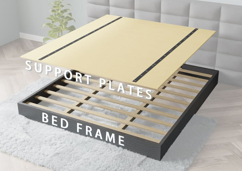 bedframe+plate support，上頭的板子就是Bunkie board