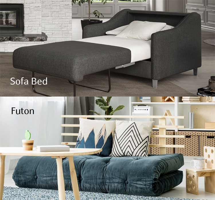 Futon 和 Sofa Bed 哪裡不同呢？圖片來源：www.jenniferfurniture.com